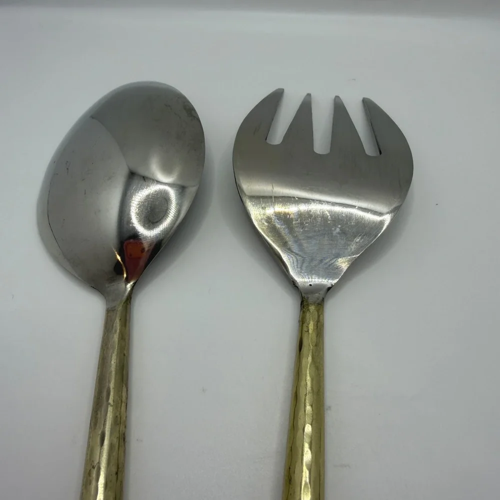 Nauticalmart Brass & Stainless Steel Serving 4 Pc Hammered‎ Handles Set